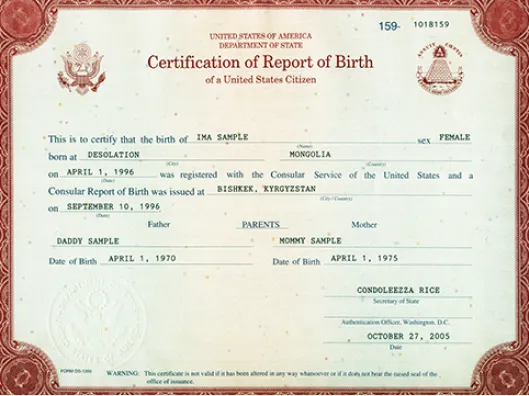 Foreign Birth Certificate