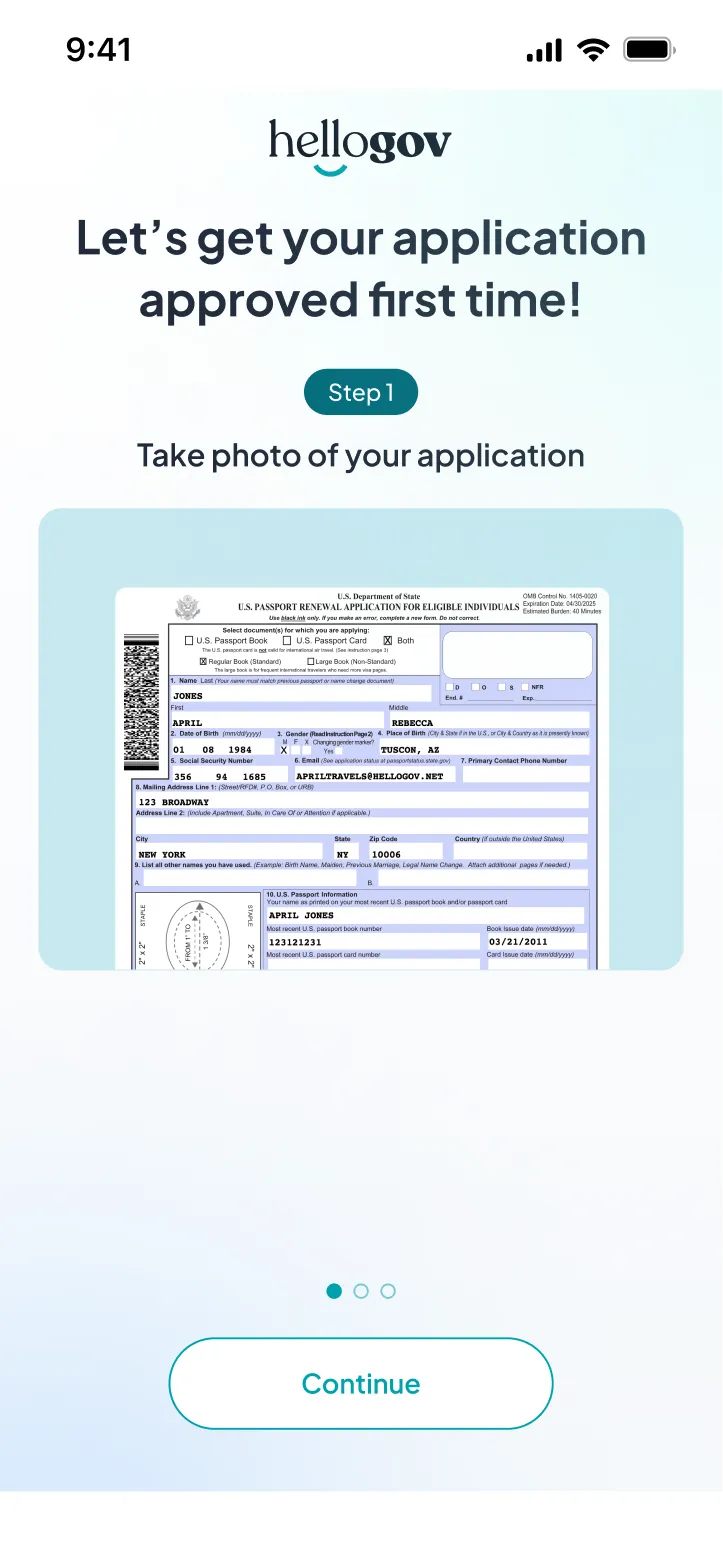 HelloGov smart scan document check