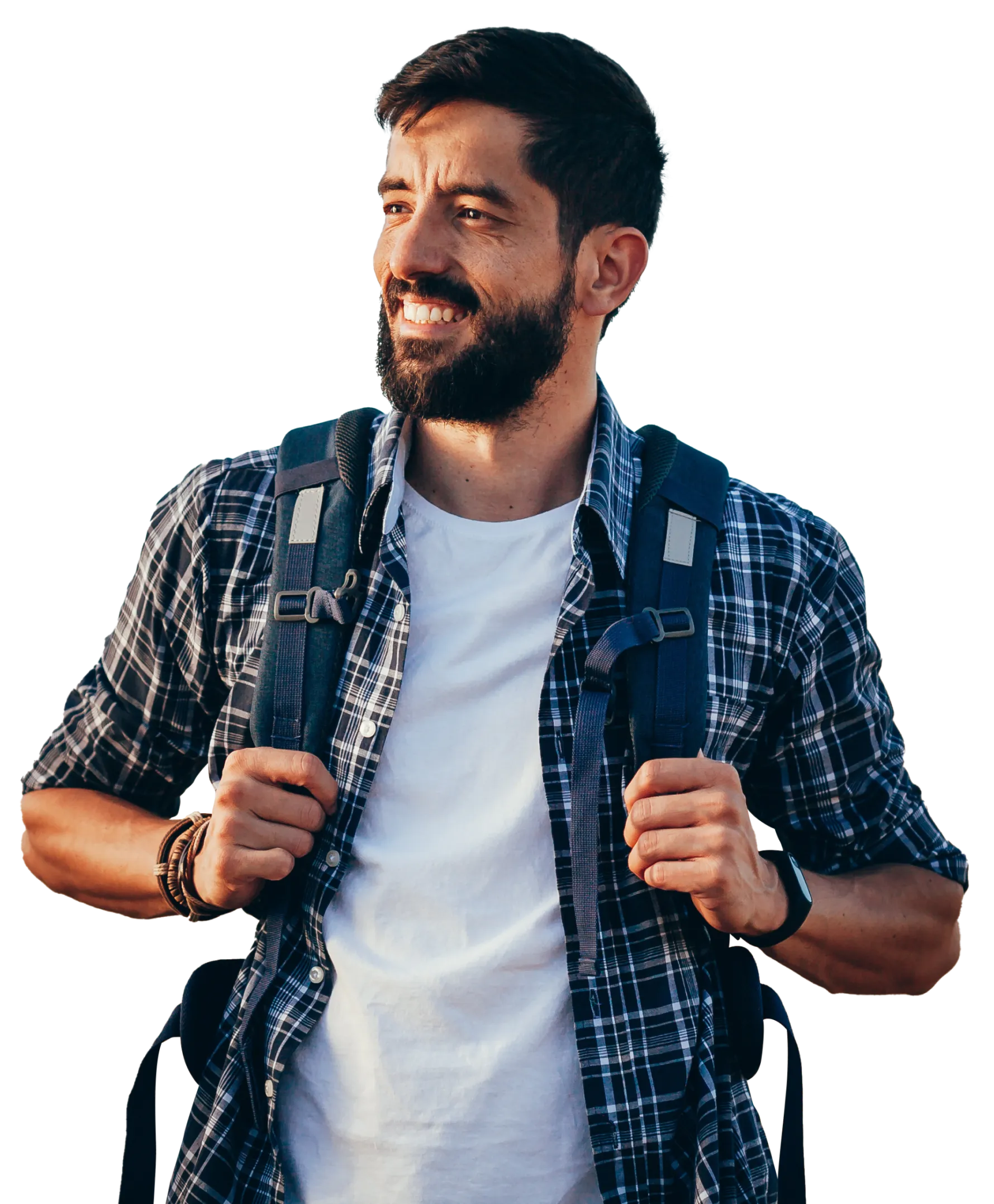Smiling man with a backpack