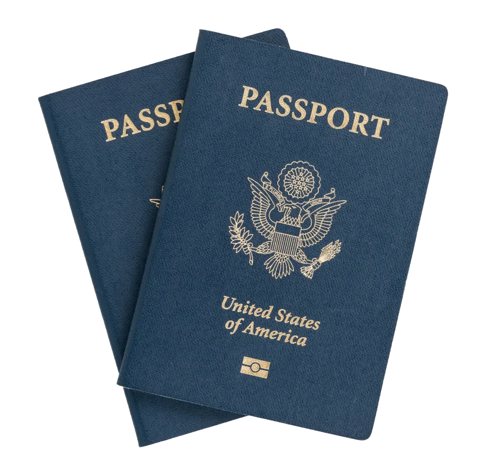Two US Passports with outline