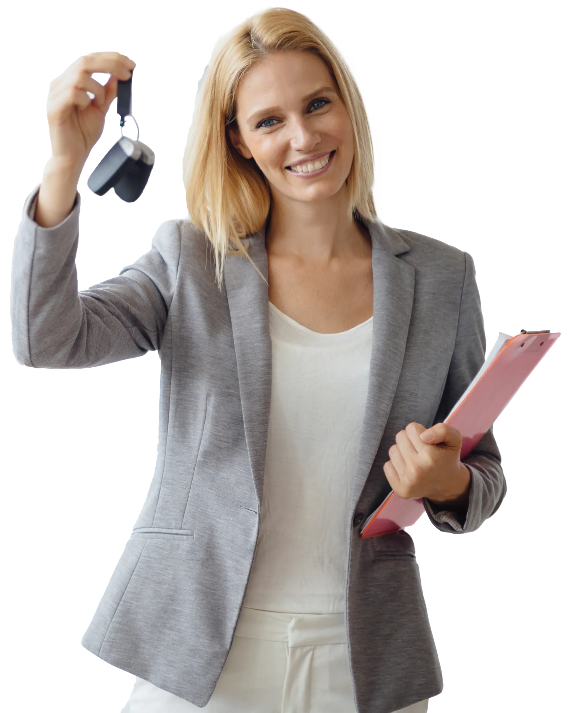 Woman smiling and holding up keys